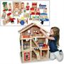 Giant Three-Story Wooden Dollhouse with Furniture