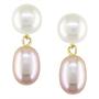 14k Gold Pink and White Cultured Pearl Earrings 14k Gold Pink and White Cultured Pearl Earrings