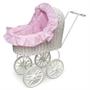 Badger Basket Wicker Buggy with Pink Gingham Liner Badger Basket Wicker Buggy with Pink Gingham Liner